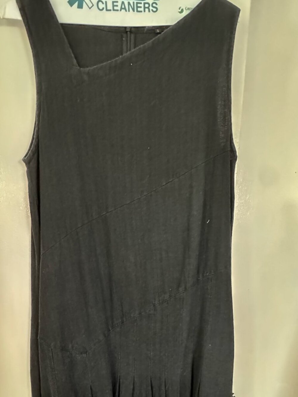 Kiraku Black Cotton Sleeveless Dress Crane Motif US Large